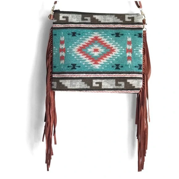 Western Women's Fall Hanging Tassel Crossbody Clutch Cute Fall Bag - Picture 3 of 7